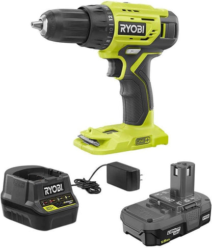 Ryobi P215K 18-Volt ONE+ Lithium-Ion Cordless 1/2 in. Drill/Driver Kit with (1) 1.5 Ah Battery and 18-Volt Charger - PuriLite
