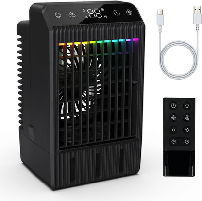 Portable Air Conditioner, 2025 Upgraded Evaporative Mini Room Air Conditioners Cooling Fan, 2~12H Timer, Portable AC Unit Air Cooler with 1000ML Water Tank, AC Portable for Room, Office, Car - PuriLite