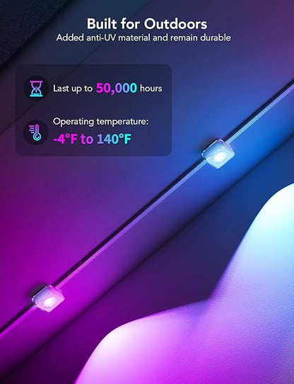 Govee Permanent Outdoor Lights, Smart RGBIC Outdoor Lights with 75 Scene Modes, 50ft with 36 LED Eaves Lights, IP67 Waterproof, for Christmas Decorations, Work with Alexa, Google Assistant - PuriLite