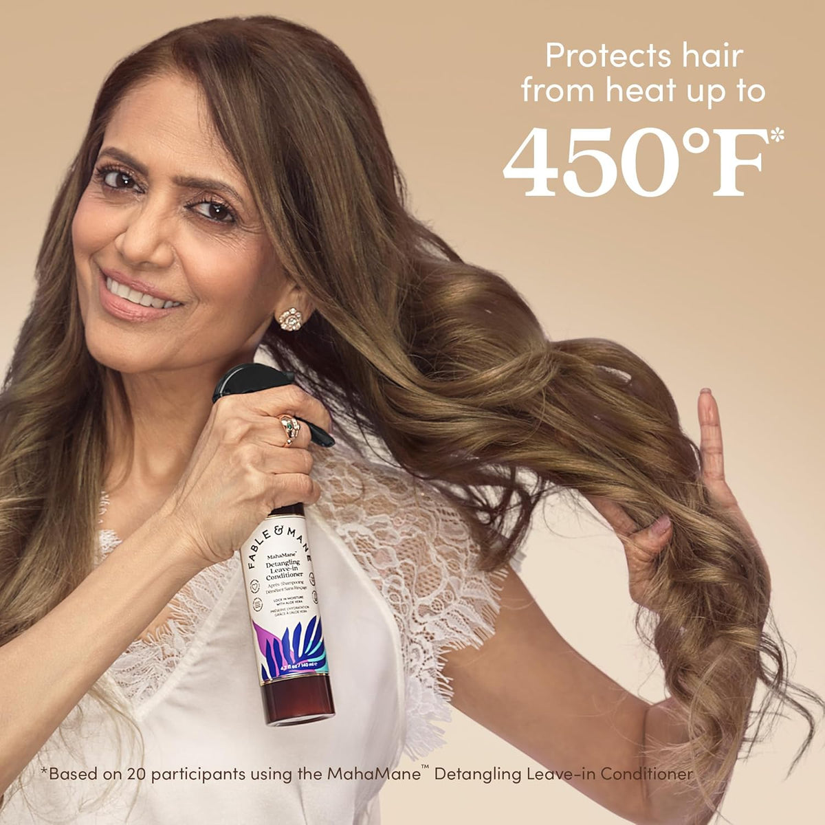 Fable & Mane Detangling Leave-In Conditioner, with UV Heat Protection for Smooth, Hydrated, Tangle-free Hair. Enriched with Aloe Vera (4.7 fl oz / 140ml) - PuriLite