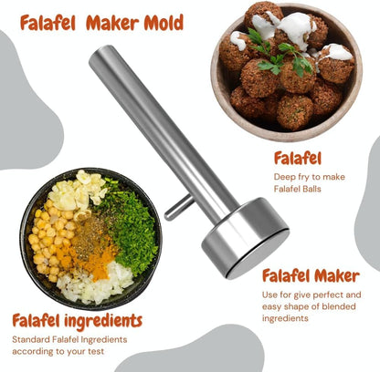 Falafel Maker Press Scoop Stainless Steel Premium Quality Professional Middle Eastern Kitchen Tool Meatball Mold 1.6 Inch (4.1 cm) Diameter - PuriLite