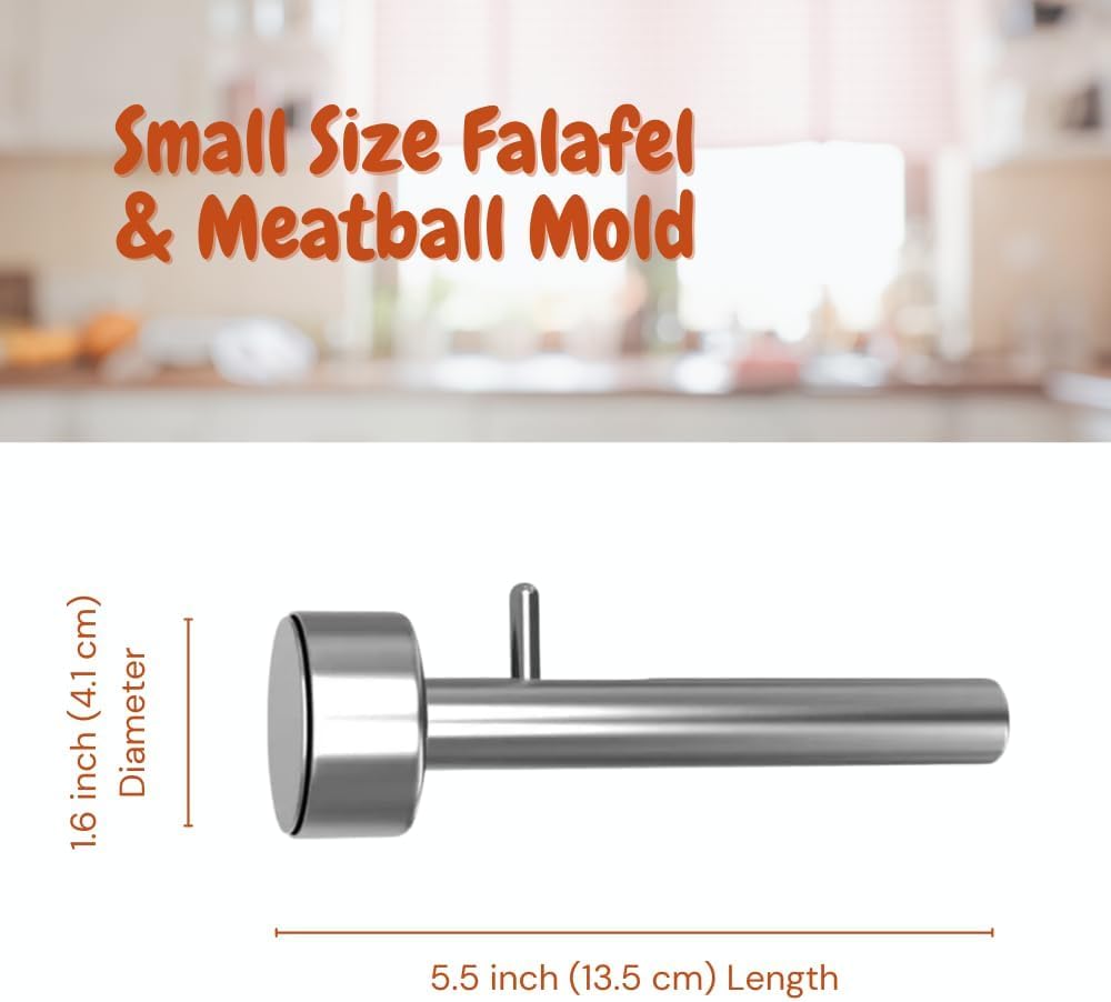 Falafel Maker Press Scoop Stainless Steel Premium Quality Professional Middle Eastern Kitchen Tool Meatball Mold 1.6 Inch (4.1 cm) Diameter - PuriLite