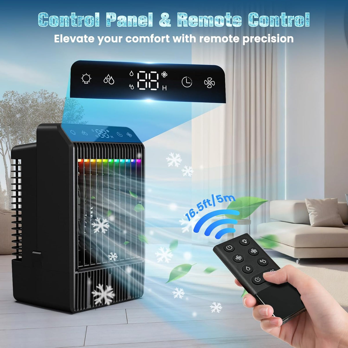 Portable Air Conditioner, 2025 Upgraded Evaporative Mini Room Air Conditioners Cooling Fan, 2~12H Timer, Portable AC Unit Air Cooler with 1000ML Water Tank, AC Portable for Room, Office, Car - PuriLite