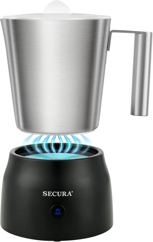 Secura Detachable Milk Frother, 17oz Electric Milk Steamer Stainless Steel, Automatic Hot/Cold Foam and Hot Chocolate Maker with Dishwasher Safe, 8.45 oz, 120V - PuriLite