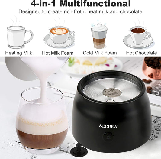 Secura Detachable Milk Frother, 17oz Electric Milk Steamer Stainless Steel, Automatic Hot/Cold Foam and Hot Chocolate Maker with Dishwasher Safe, 8.45 oz, 120V - PuriLite