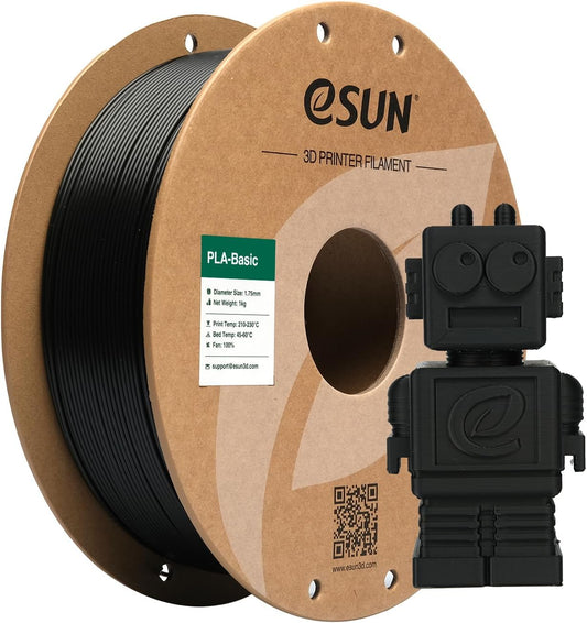 eSUN PLA Filament 1.75mm, PLA Basic 3D Printer Filament Dimensional Accuracy +/- 0.05mm, 1KG Spool (2.2 LBS) Speedy PLA Filament for 3D Printers,Black - PuriLite