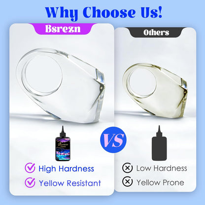 300g Clear UV Resin Hard, High Gloss UV Cure Epoxy Resin Crystal Kit Premixed Resina UV Curing Transparent Solar Activated Glue for Jewelry Making Fast Curing - PuriLite