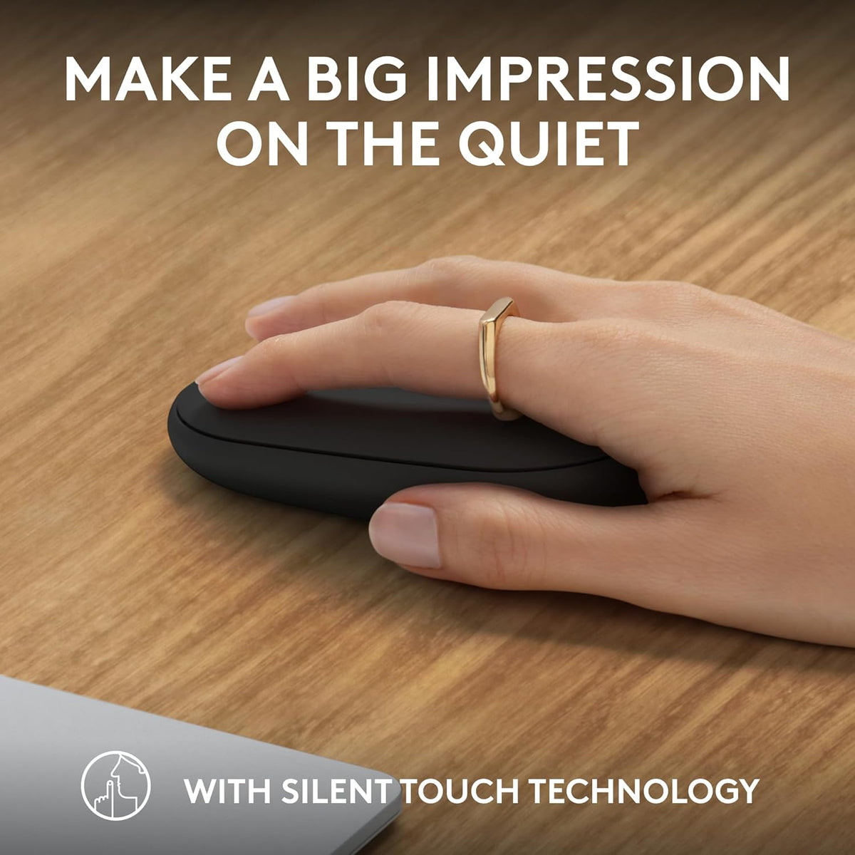 Logitech Pebble Mouse 2 M350s Slim Bluetooth Wireless Mouse, Portable, Lightweight, Customizable Button, Quiet Clicks, Easy-Switch for Windows, macOS, iPadOS, Android, Chrome OS - Black - PuriLite