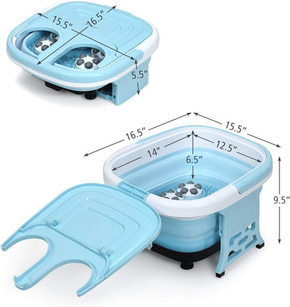 COSTWAY Foot Spa Bath Massager, Collapsible Portable Feet Salon Tub with Adjustable Heating Temperature & Electric Roller, Remote Control for Easy Operation, Infrared Lights, Bubbles Function - PuriLite