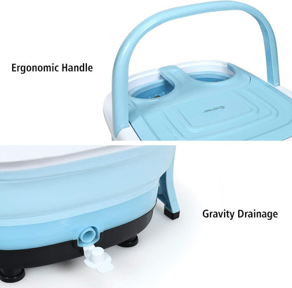 COSTWAY Foot Spa Bath Massager, Collapsible Portable Feet Salon Tub with Adjustable Heating Temperature & Electric Roller, Remote Control for Easy Operation, Infrared Lights, Bubbles Function - PuriLite