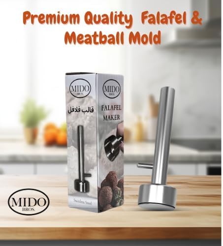 Falafel Maker Press Scoop Stainless Steel Premium Quality Professional Middle Eastern Kitchen Tool Meatball Mold 1.6 Inch (4.1 cm) Diameter - PuriLite