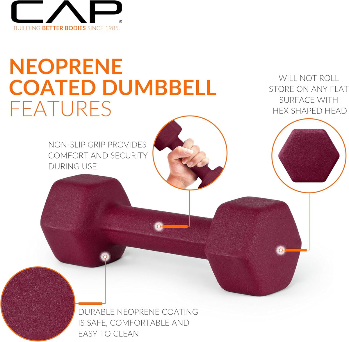 CAP Barbell Neoprene Dumbbell Hand Weights - Pairs | Multiple Options - PuriLite