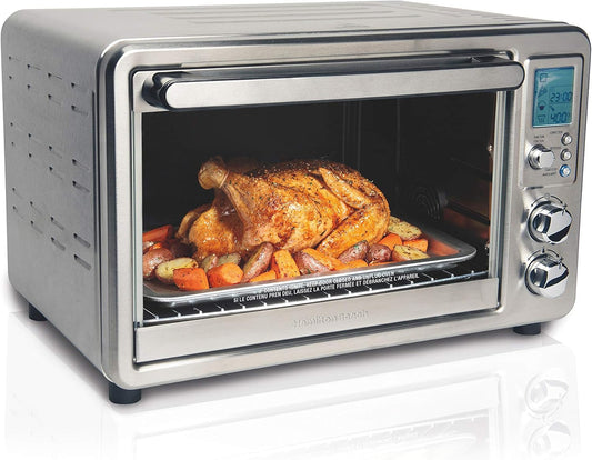 Hamilton Beach 31190C Digital Display Countertop Convection Toaster Oven with Rotisserie, Large 6-Slice, Stainless Steel - PuriLite