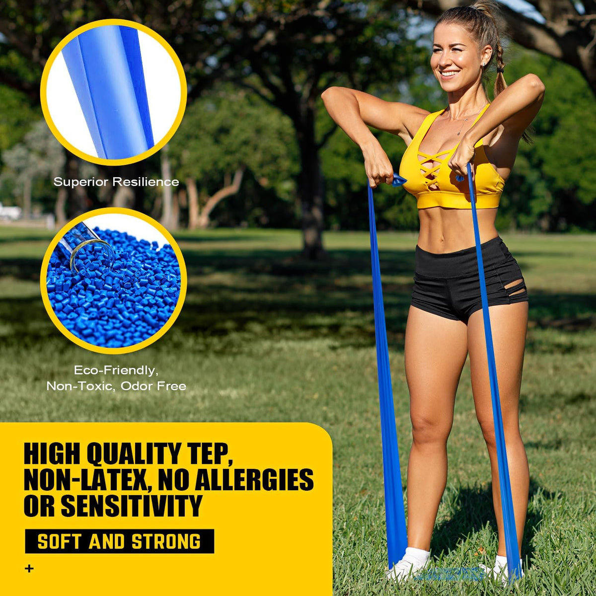 Resistance Bands, Exercise Bands, Physical Therapy Bands for Strength Training, Yoga, Pilates, Stretching, Stretch Elastic Band with Different Strengths, Workout Bands for Home Gym - PuriLite
