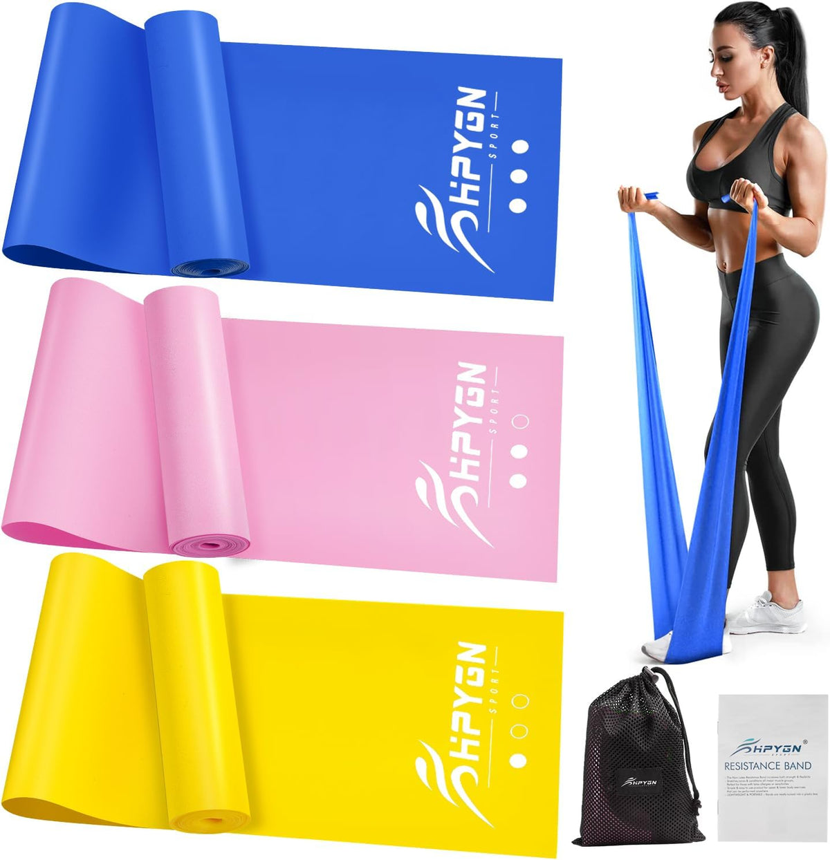 Resistance Bands, Exercise Bands, Physical Therapy Bands for Strength Training, Yoga, Pilates, Stretching, Stretch Elastic Band with Different Strengths, Workout Bands for Home Gym - PuriLite