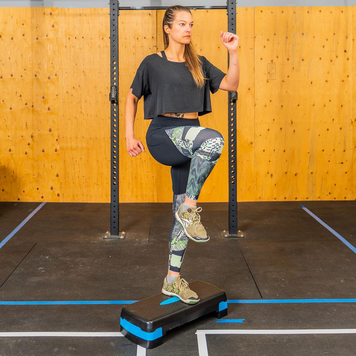 PRISP Adjustable Aerobic Stepper 68cm, 2 Levels (10/15cm - 4"/6") Exercise Step Platform for Home Gym and Fitness Training; 68 x 28cm - PuriLite