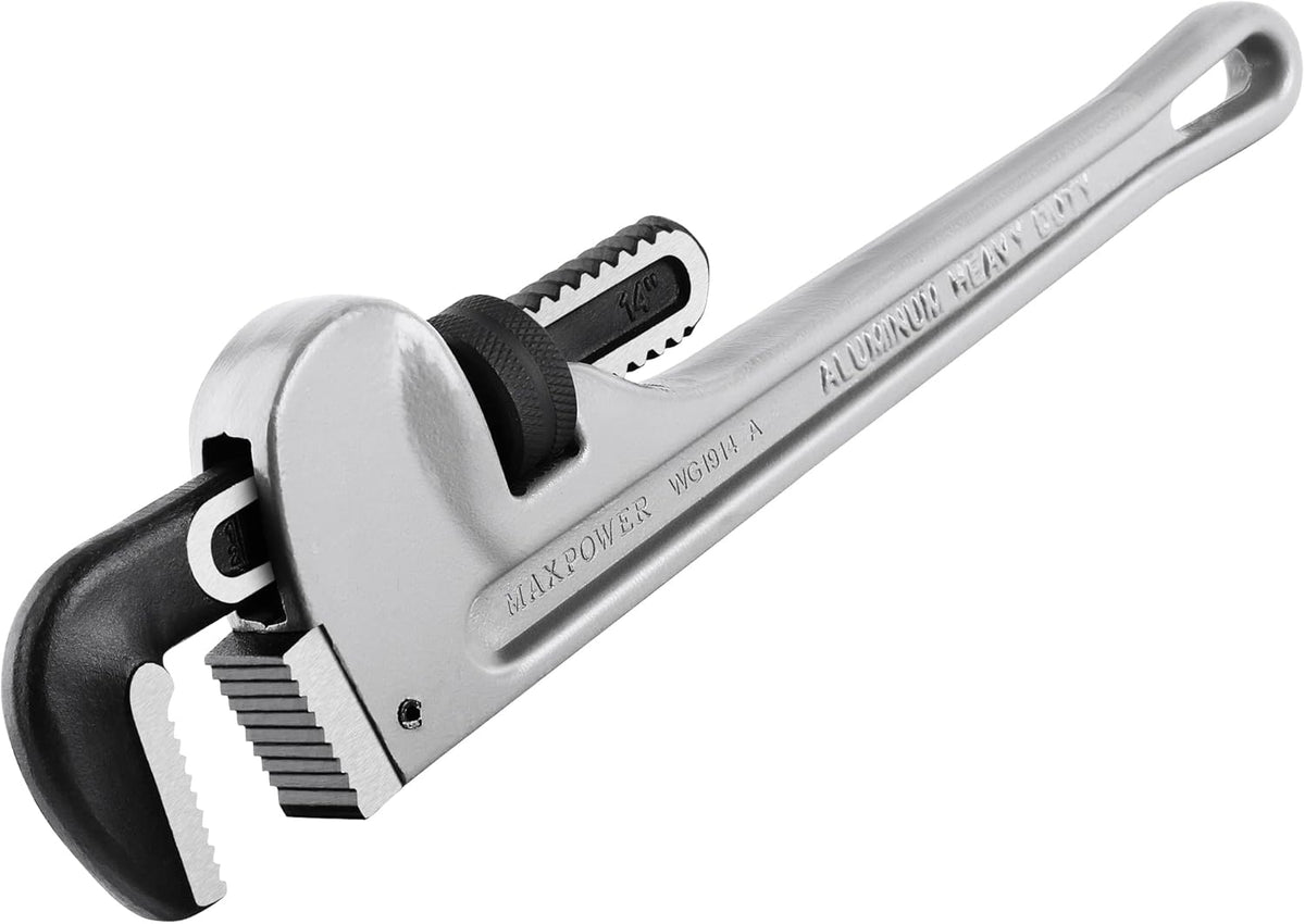 MAXPOWER 14-Inch Heavy Duty Aluminum Straight Pipe Wrench 14-Inch Plumbing Wrench - PuriLite