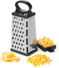 Starfrit Stainless Steel 4-Sided Boxed Grater with Removable Base Cover and Measuring Cup - Corner Cut-Outs to Measure Output (2025 Version) - PuriLite