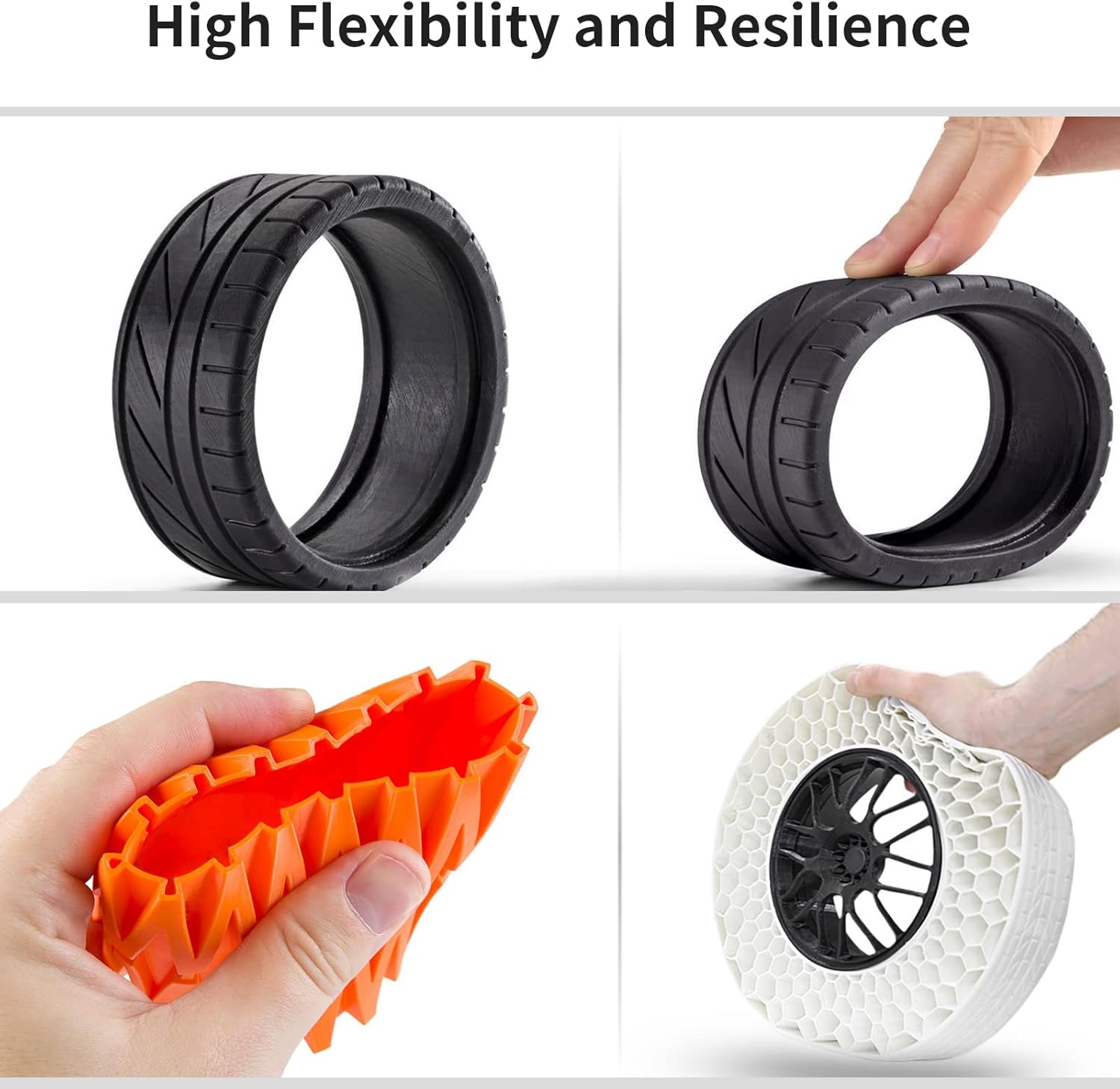 TPU 3D Printer Filament Black, Soft Flexible Filament 95A, Dimensional Accuracy +/-0.05mm, 1KG (2.2LBS), 1.75mm Fit for All 3D Printers, Vacuum Packaging - PuriLite