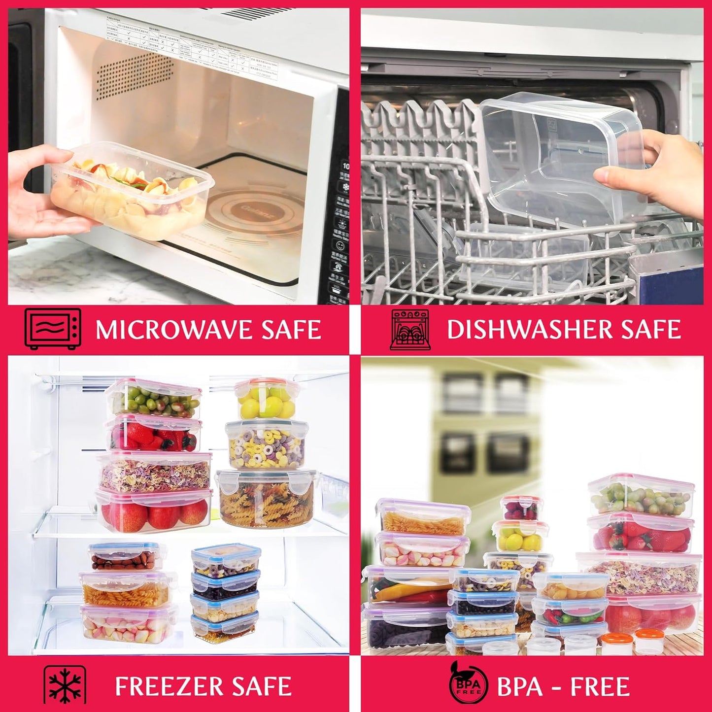 50 Pcs Large Food Storage Containers with Lids Airtight- 2500ML to Sauces Box-Total15.5L Stackable Kitchen Bowls Set Meal Prep Containers-BPA Free Leak proof Plastic Lunch Boxes-Freezer Microwave safe - PuriLite