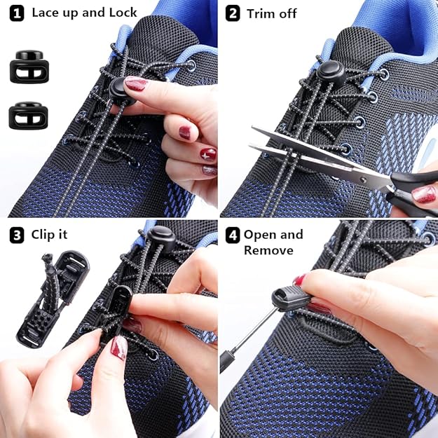Elastic Shoe Laces, No Tie Shoe Laces Tieless for Kids, Adults, Elderly, One Size Fit All - PuriLite