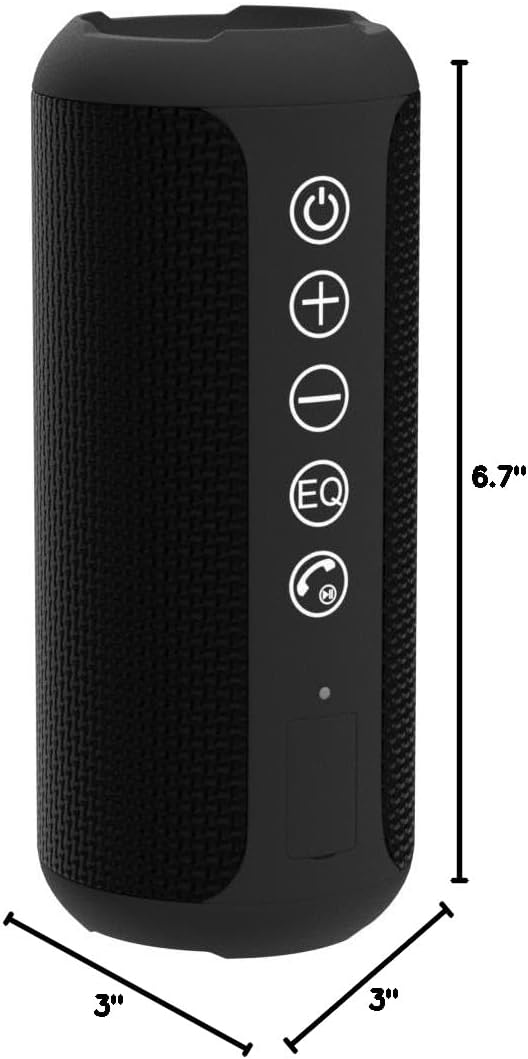 Ortizan Portable Bluetooth Speaker: IPX7 Waterproof, 24W Loud Sound, Deep Bass, Bluetooth 5.3, LED Lights, Wireless Stereo Pairing, 30H Playtime, for Home/Outdoor/Party/Beach, Birthday Gift (Black) - PuriLite