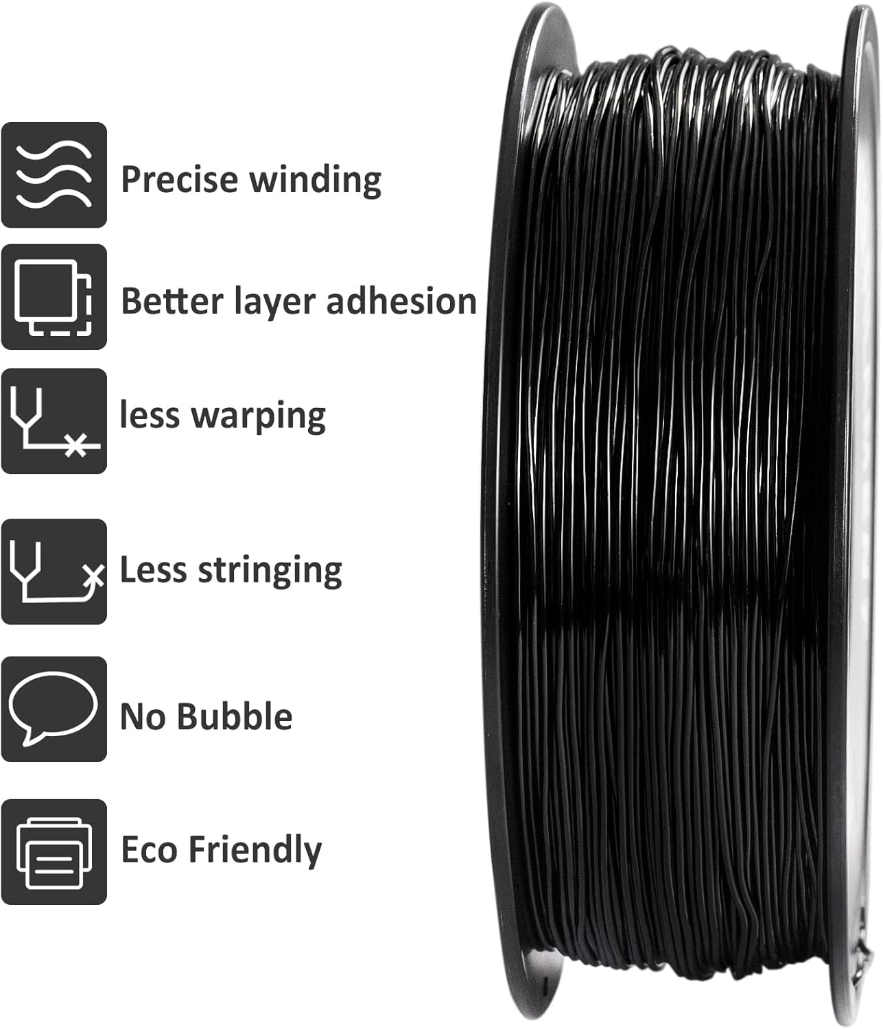 TPU 3D Printer Filament Black, Soft Flexible Filament 95A, Dimensional Accuracy +/-0.05mm, 1KG (2.2LBS), 1.75mm Fit for All 3D Printers, Vacuum Packaging - PuriLite