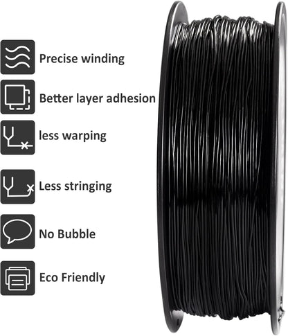 TPU 3D Printer Filament Black, Soft Flexible Filament 95A, Dimensional Accuracy +/-0.05mm, 1KG (2.2LBS), 1.75mm Fit for All 3D Printers, Vacuum Packaging - PuriLite