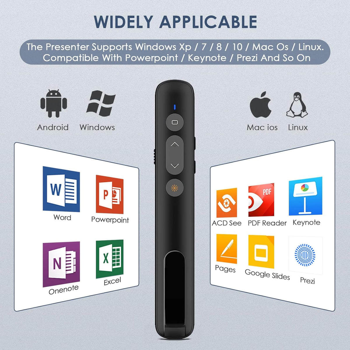Presentation Clicker for Powerpoint Presentations,VRAJJTY Presenter Remote USB C&USB A 2 in 1,Power Point Slide Clickers for Open Hyperlinks & Volume Control Windows/Mac - PuriLite