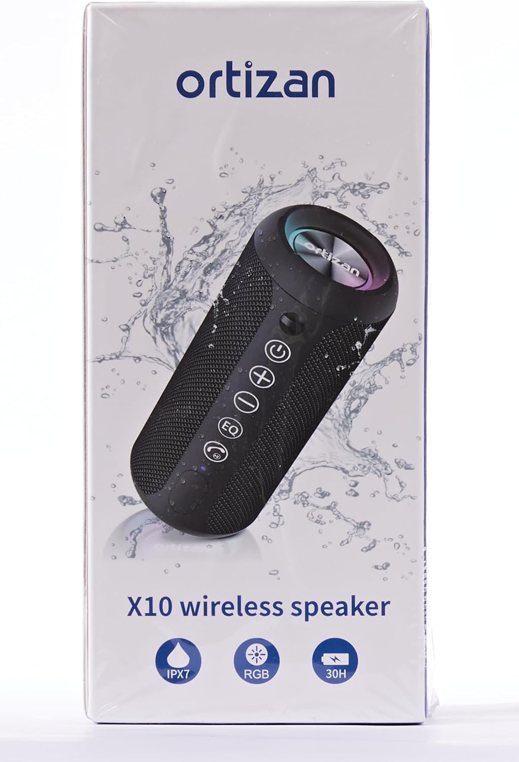 Ortizan Portable Bluetooth Speaker: IPX7 Waterproof, 24W Loud Sound, Deep Bass, Bluetooth 5.3, LED Lights, Wireless Stereo Pairing, 30H Playtime, for Home/Outdoor/Party/Beach, Birthday Gift (Black) - PuriLite