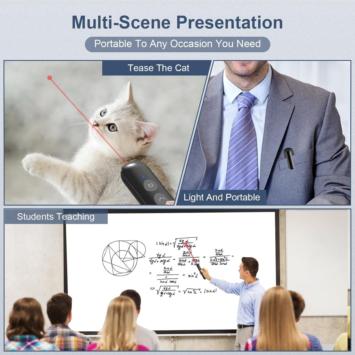 Presentation Clicker for Powerpoint Presentations,VRAJJTY Presenter Remote USB C&USB A 2 in 1,Power Point Slide Clickers for Open Hyperlinks & Volume Control Windows/Mac - PuriLite