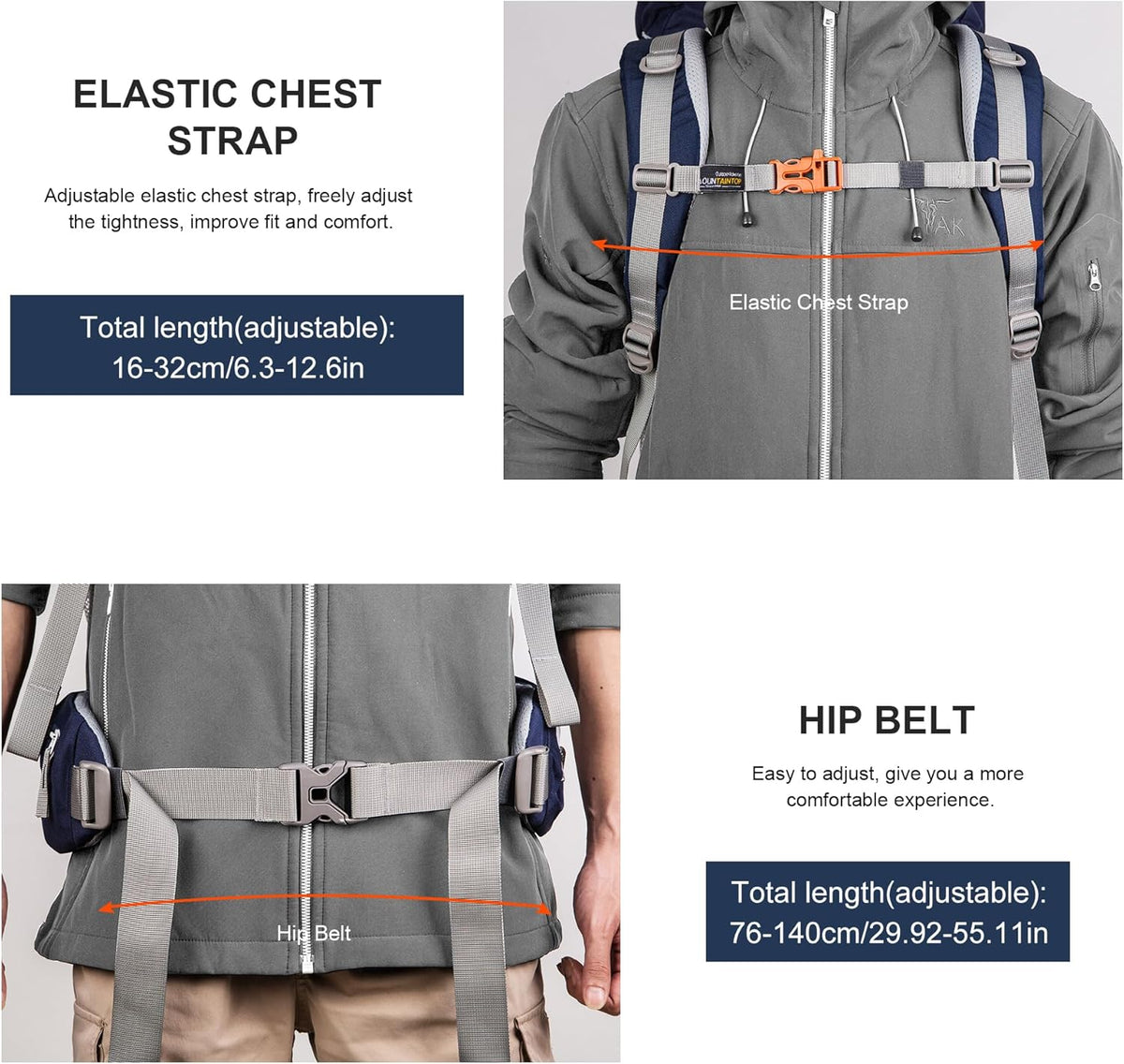 75/70L/60L Internal Frame Hiking Backpack for Backpacking, Hiking, Camping with Rain Cover - PuriLite