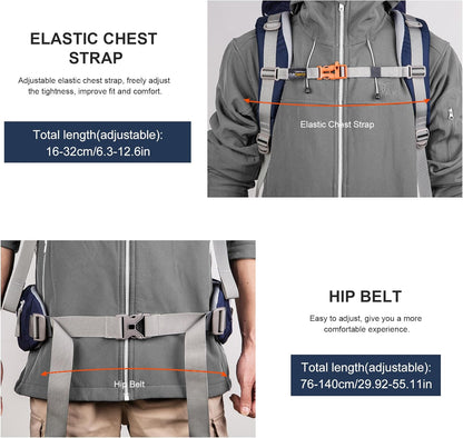 75/70L/60L Internal Frame Hiking Backpack for Backpacking, Hiking, Camping with Rain Cover - PuriLite