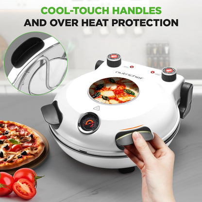 NutriChef Electric Pizza Oven – 1200W Countertop Pizza Maker – 800°F High-Heat Indoor Pizza Oven with Thermometer, Viewing Window & Non-Stick Coating - PuriLite