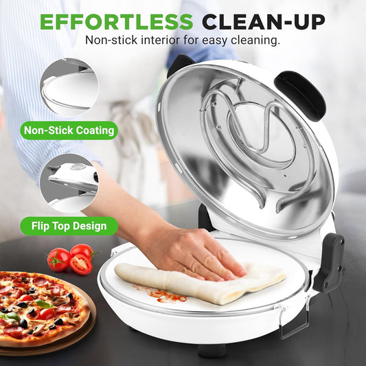 NutriChef Electric Pizza Oven – 1200W Countertop Pizza Maker – 800°F High-Heat Indoor Pizza Oven with Thermometer, Viewing Window & Non-Stick Coating - PuriLite