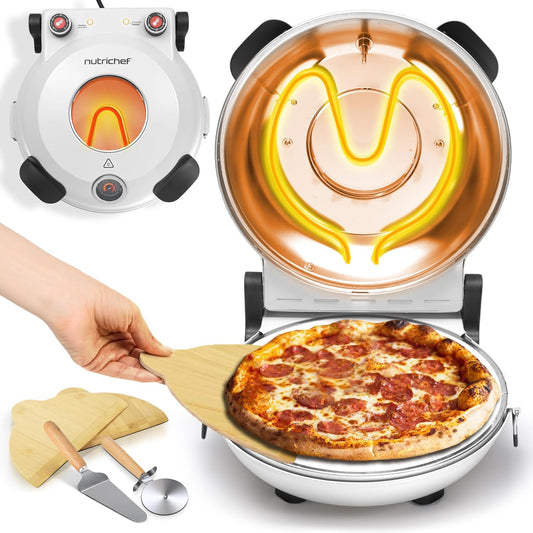 NutriChef Electric Pizza Oven – 1200W Countertop Pizza Maker – 800°F High-Heat Indoor Pizza Oven with Thermometer, Viewing Window & Non-Stick Coating - PuriLite