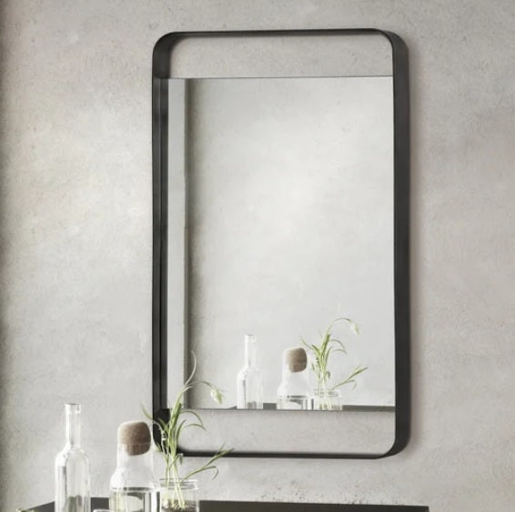 Stratford Industrial-style Mirror with Grey Metal Frame - PuriLite