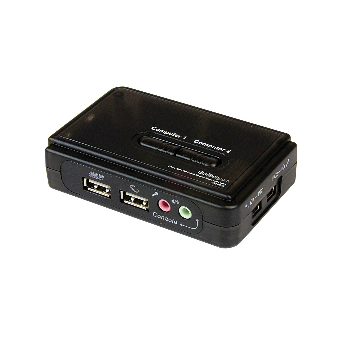 2 Port Black USB KVM Switch Kit with Audio and Cables - PuriLite