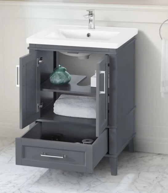 OVE Decors Navata 24 in. Vanity With White Ceramic Top - PuriLite