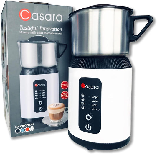 Casara 4-in-1 Electric Milk Steamer and Frother,27oz Stainless Steel Pitcher,Hot and Cold Foam Maker and Milk Warmer for Lattes,Cappuccinos,Macchiato - PuriLite