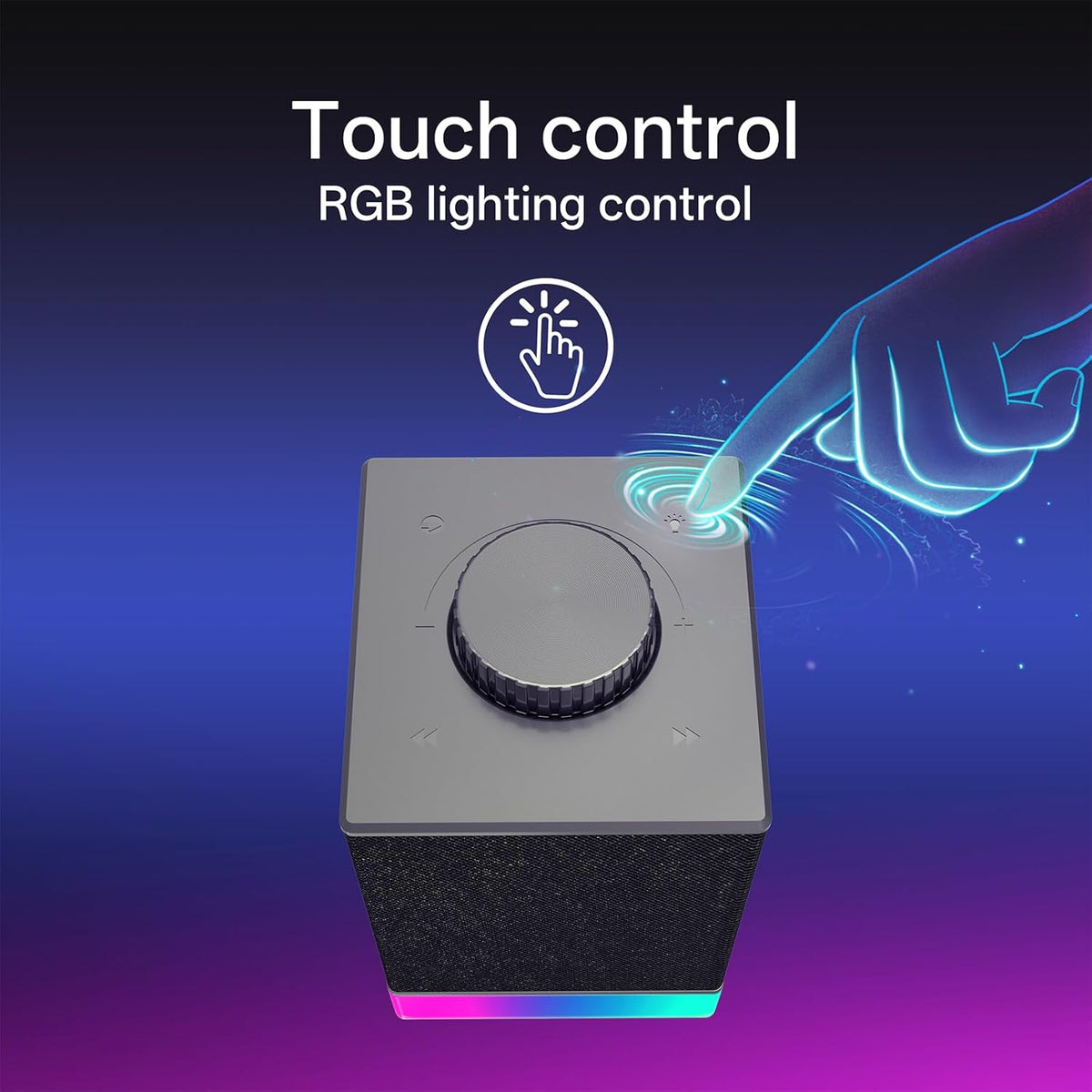 Redragon GS517 RGB Computer Speaker – 2.0 Stereo PC Speakers with Bluetooth 5.3 & USB, Touch Controls, Volume Knob, 8 RGB Lighting Effects - PuriLite