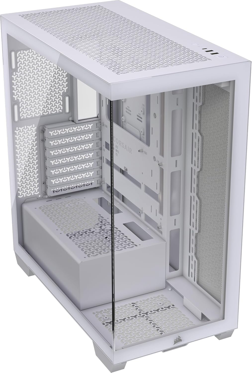 CORSAIR 3500X Mid-Tower ATX PC Case – Panoramic Tempered Glass – Reverse Connection Motherboard Compatible – No Fans Included – White - PuriLite