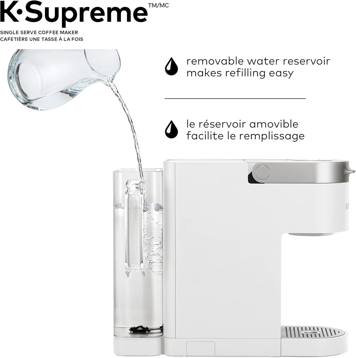 Keurig K-Supreme Single Serve K-Cup Pod Coffee Maker, With MultiStream Technology, White - PuriLite