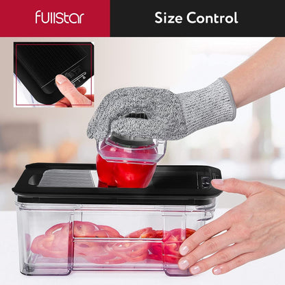 Vegetable Chopper Cutter Mandoline Slicer Cheese Grater - Food Onion Salad Veggie Chopper with Container - French Fry Potato Dicer Slicer Cutter - Kitchen Tools Gadgets (All-in-1 Steel Black) - PuriLite