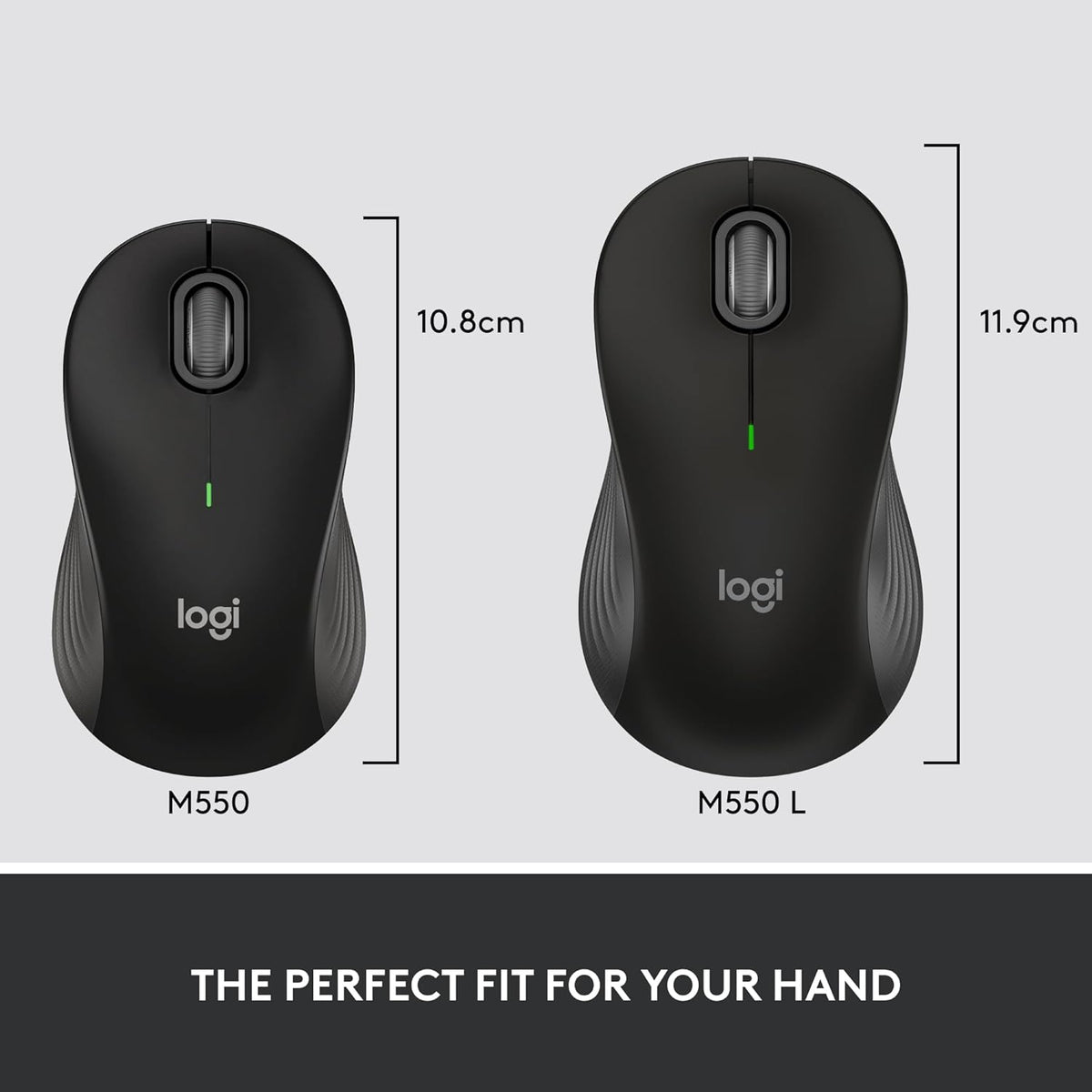 Logitech Signature M550 L Full Size Wireless Mouse - for Large Sized Hands, 2-Year Battery, Silent Clicks, Bluetooth, Multi-Device Compatibility - Black - PuriLite