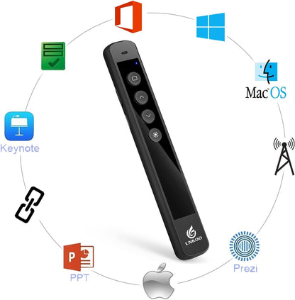 LNKOO Presentation Remote, RF 2.4GHz Wireless Presenter PowerPoint PPT Clicker Slides Advancer Remote Control Rechargeable Presenter Support Hyperlink - PuriLite