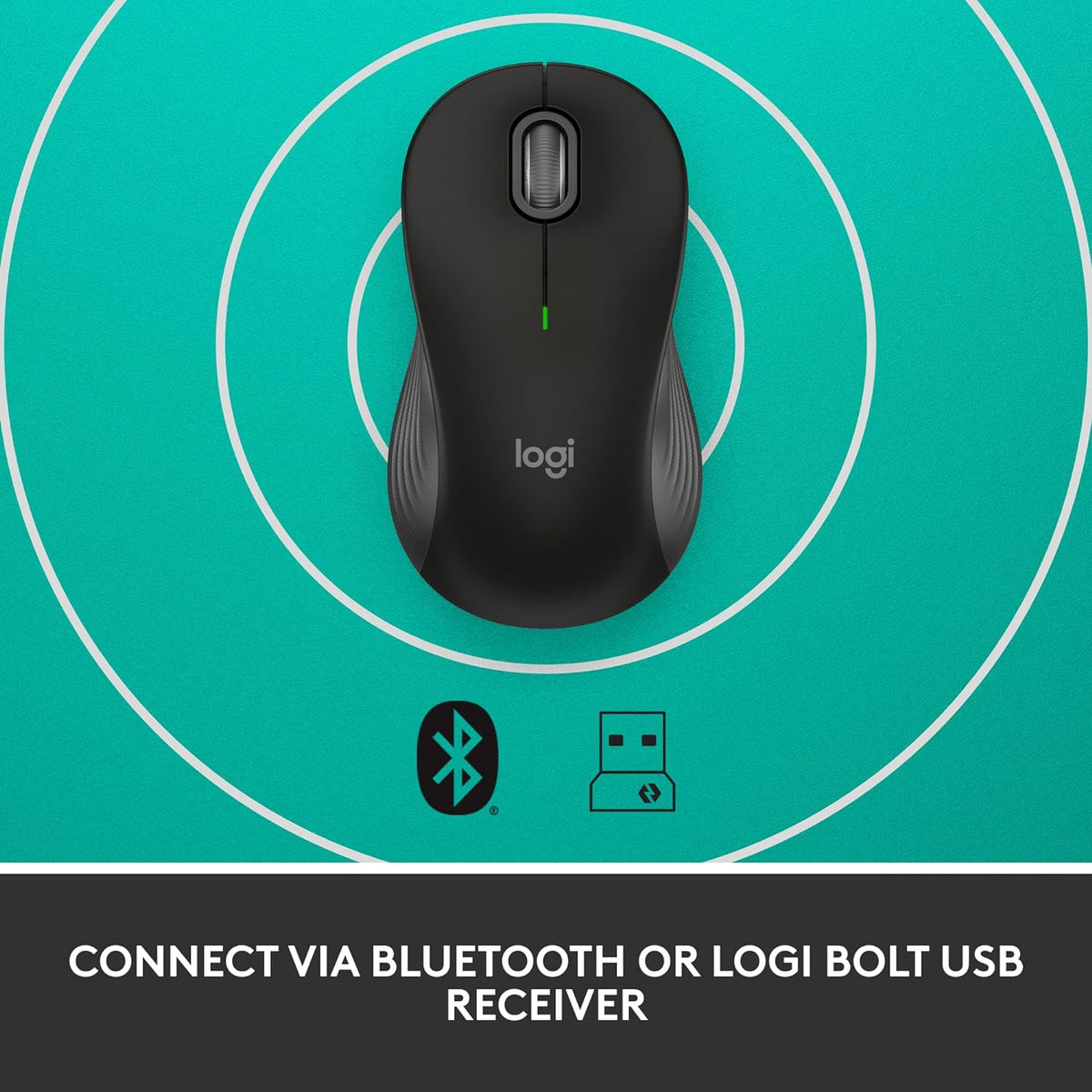 Logitech Signature M550 L Full Size Wireless Mouse - for Large Sized Hands, 2-Year Battery, Silent Clicks, Bluetooth, Multi-Device Compatibility - Black - PuriLite