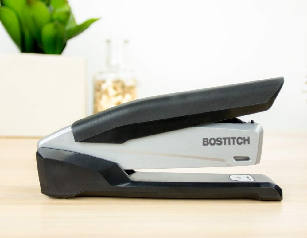 Executive 3-in-1 Spring Powered Stapler with One-Finger Stapling 20 Sheet Capacity and Built-In Staple Remover Black Gray - PuriLite