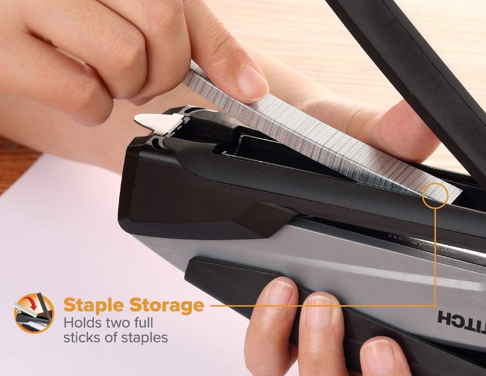 Executive 3-in-1 Spring Powered Stapler with One-Finger Stapling 20 Sheet Capacity and Built-In Staple Remover Black Gray - PuriLite