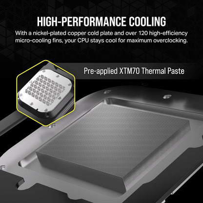 CORSAIR XC7 RGB Elite LCD CPU Water Block – 480×480 IPS LCD Display – 31 RGB LEDs – USB-C – Intel LGA 1700 & AMD AM5 – Custom Loop CPU Cooler - PuriLite